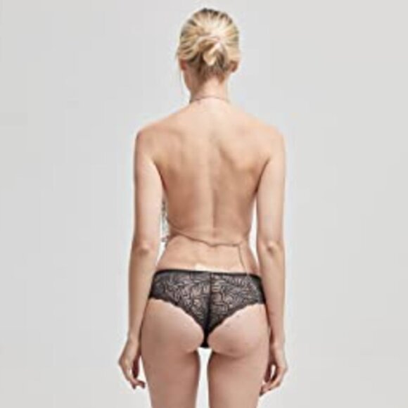 Gold Faux Pearl Chain Tassel Body Jewelry Rave‎ Halter Crop Top - Picture 9 of 10